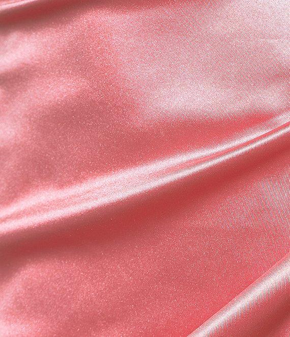 Honey and Rosie Double Strap Wrap Waist Side Slit Long Satin Gown Product Image