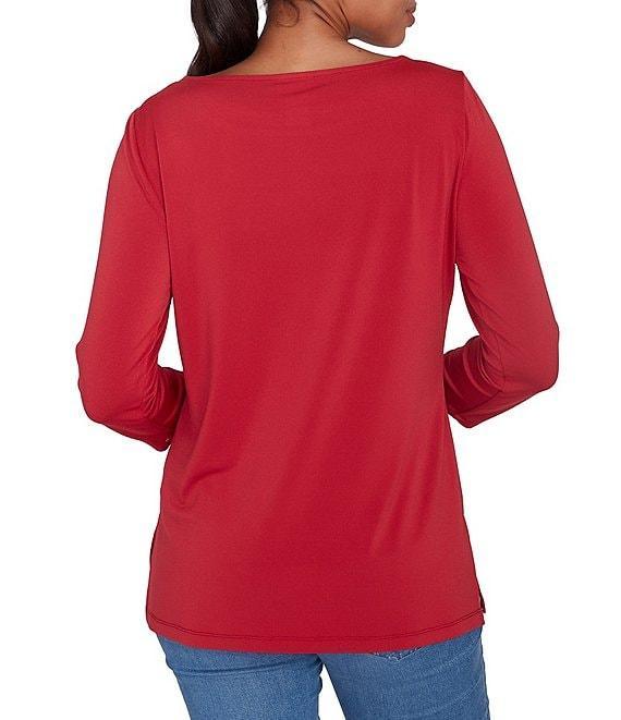 Ruby Rd. Solid Embellished Boat Neck 3/4 Sleeve Knit Top Product Image