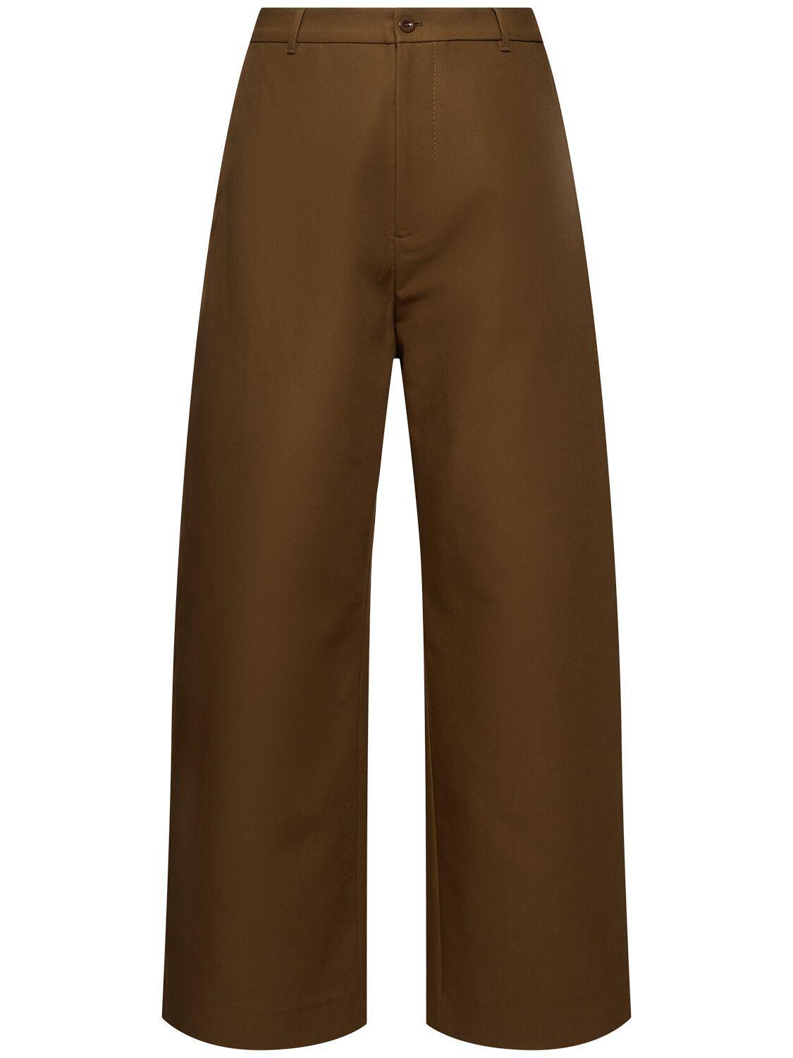 ACNE STUDIOS Plass Double Cotton Twill Pants In Olive Green Product Image