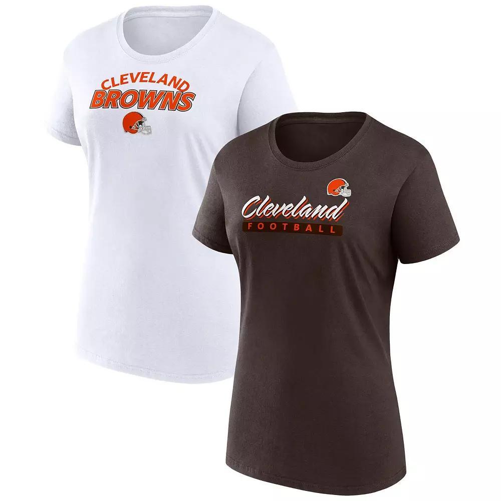 Women's Fanatics Branded  Brown/White Cleveland Browns Risk Two-Pack T-Shirt Set, Size: XS Product Image