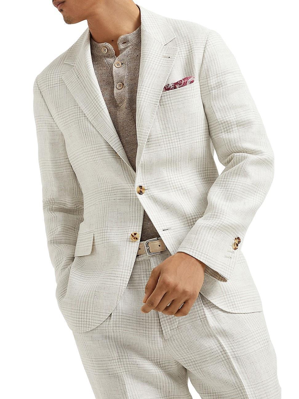 Mens Prince of Wales Diagonal Deconstructed Blazer Product Image