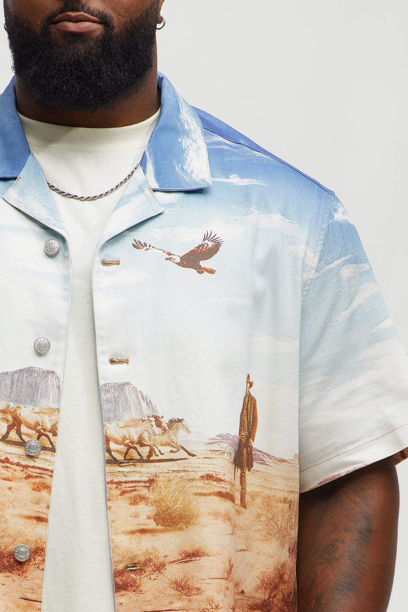 Stand Off Boxy Cuban Collar Shirt - Multi Color Male Product Image