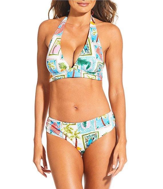 Gibson & Latimer Destination Vacation Banded Triangle Halter Swim Top Product Image
