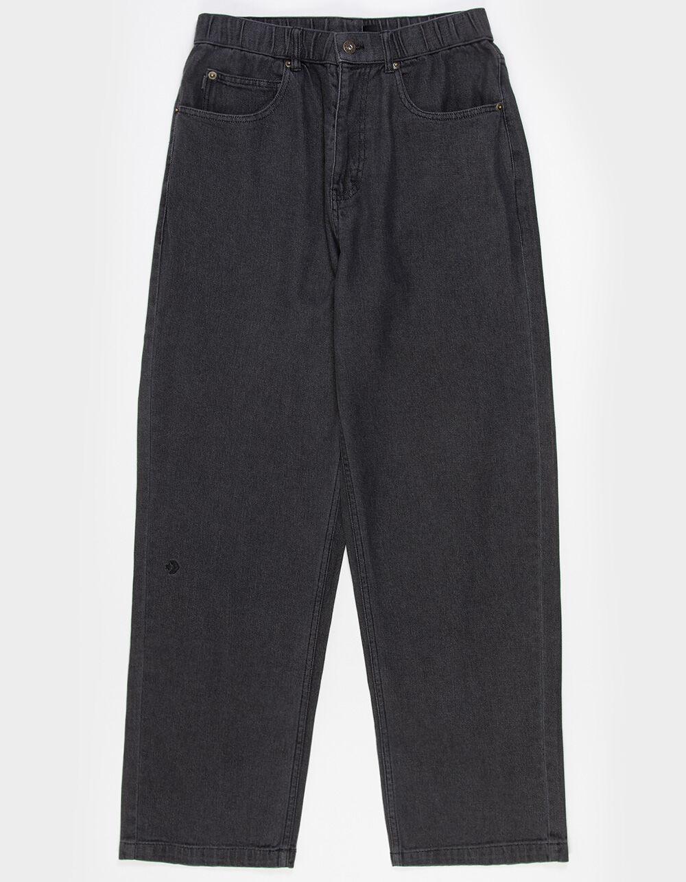 CONVERSE Open Hem Mens Baggy Denim Pants - BLACK Product Image
