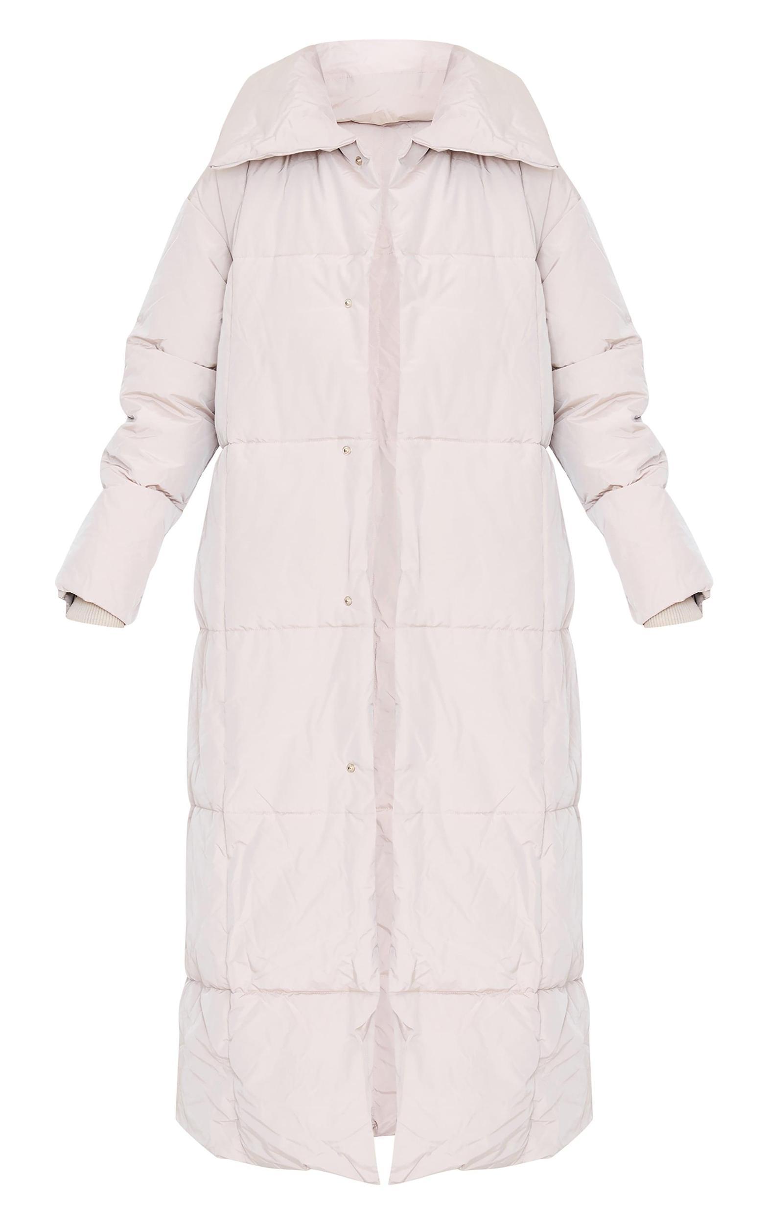 Stone Oversized Square Quilted Maxi Puffer Coat Product Image