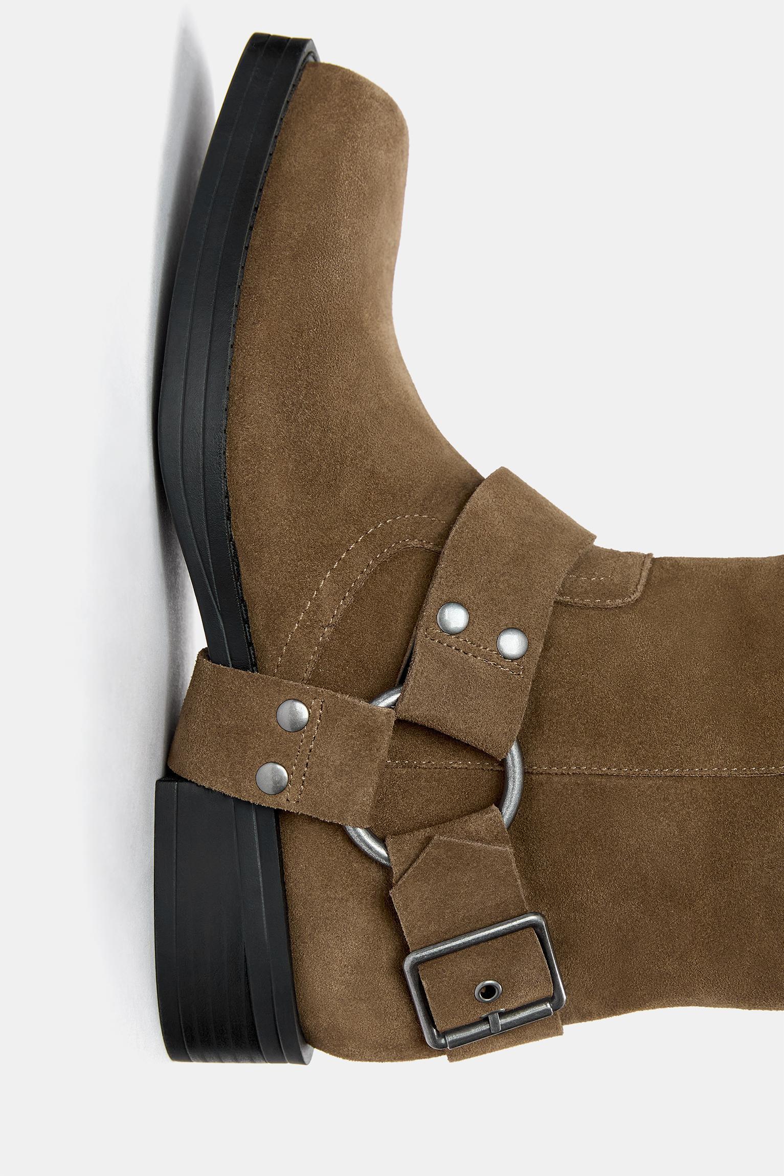 Leather knee-high biker boots Product Image