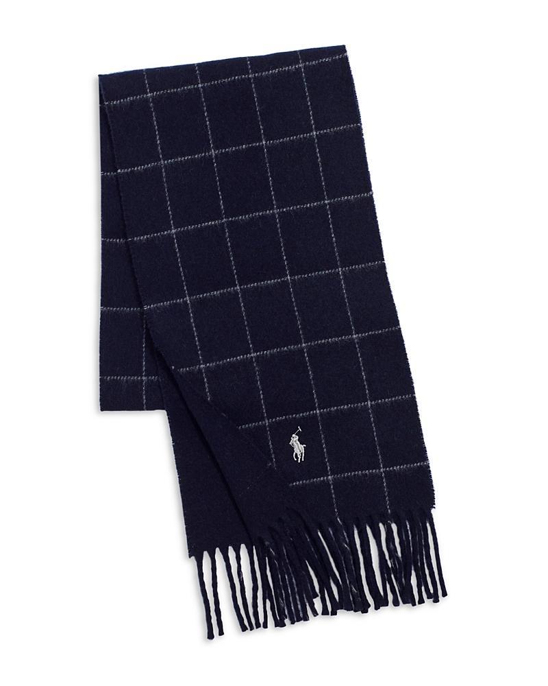 Mens Reversible Wool-Blend Windowpane Scarf Product Image