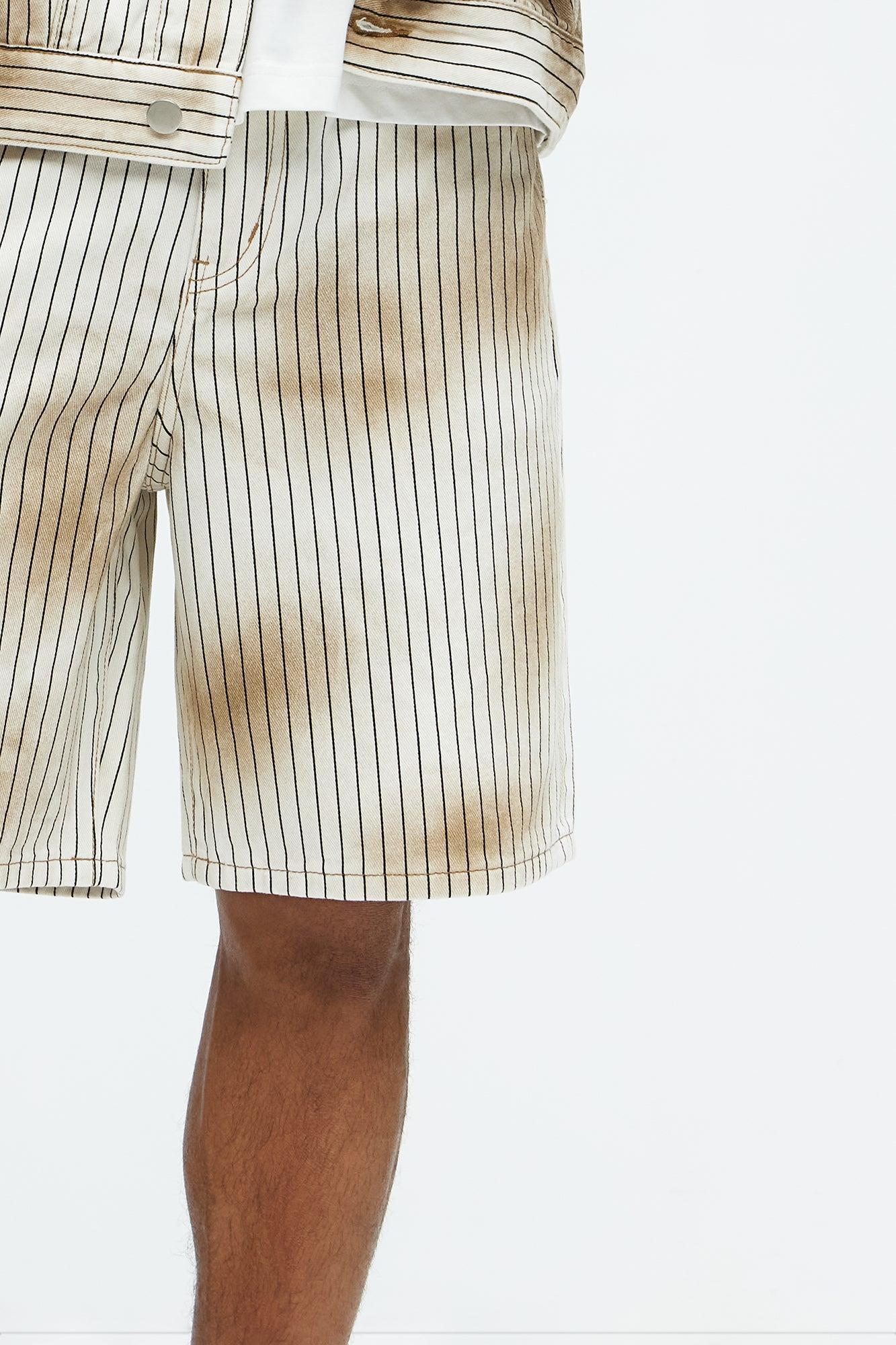 Byron Striped Relaxed Shorts - Cream/combo Product Image