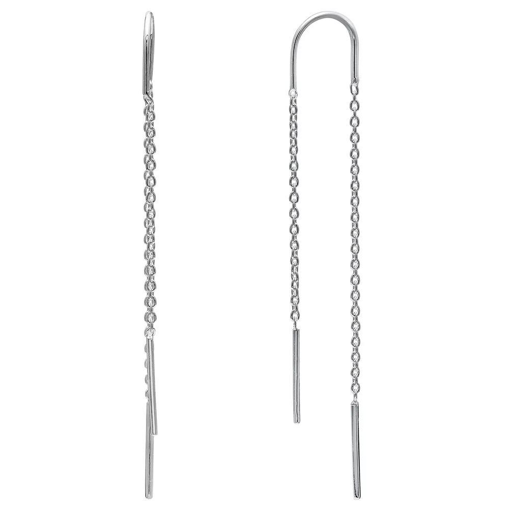 PRIMROSE Sterling Silver Chain Threader Drop Earrings, Women's, Silver Tone Product Image