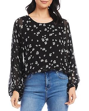 Karen Kane Lantern Sleeve Top (Print) Women's Clothing Product Image