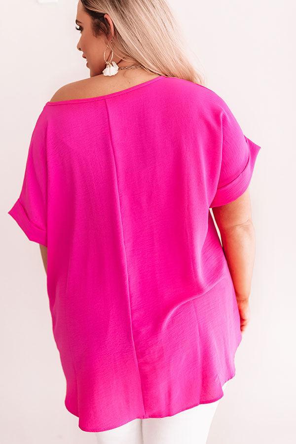 Champagne And Peonies Shift Top In Hot Pink Curves Product Image