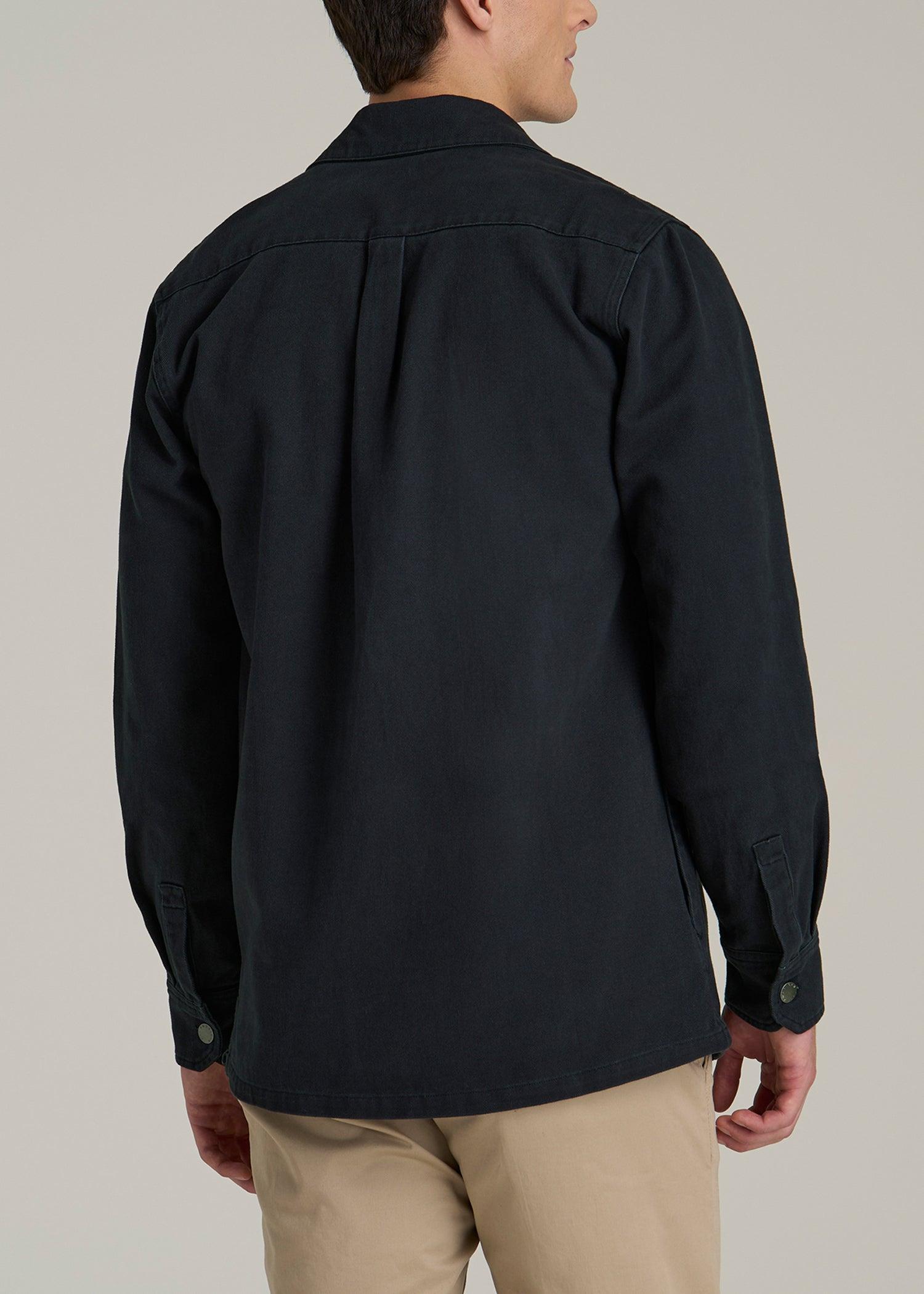 Casual Twill Shirt Jacket for Tall Men in Evening Blue Male Product Image