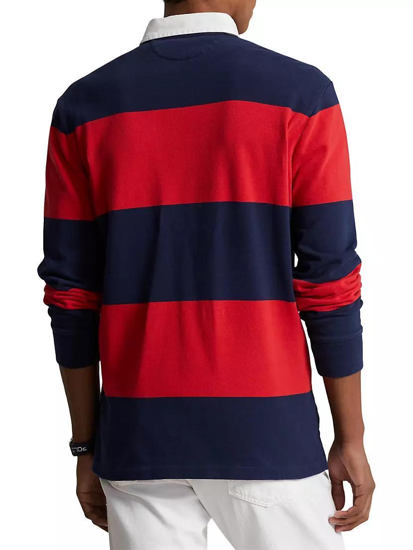 Striped Cotton Long-Sleeve Polo Shirt Product Image