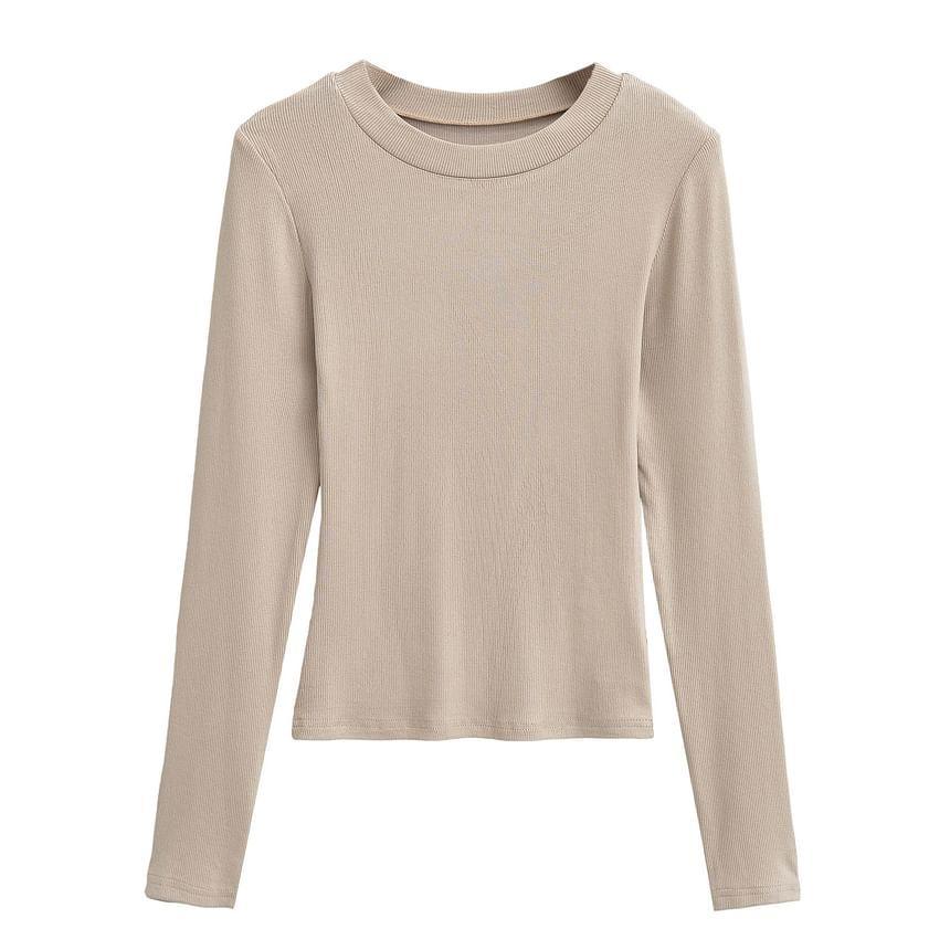 Long-Sleeve Crewneck Plain Tee Product Image