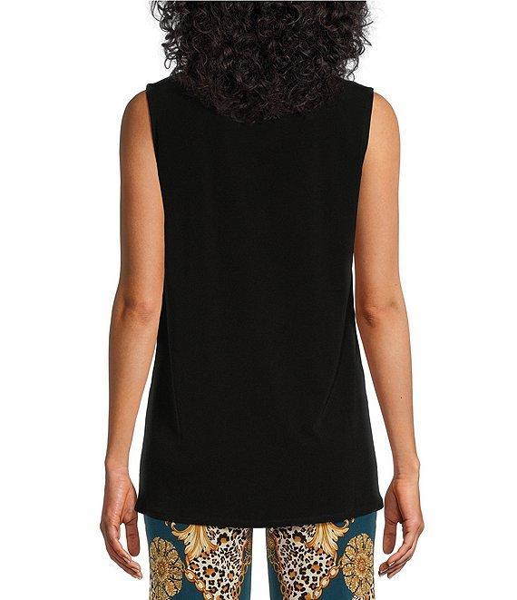 Eva Varro Solid Knit Jersey Crew Neck Sleeveless Top Product Image