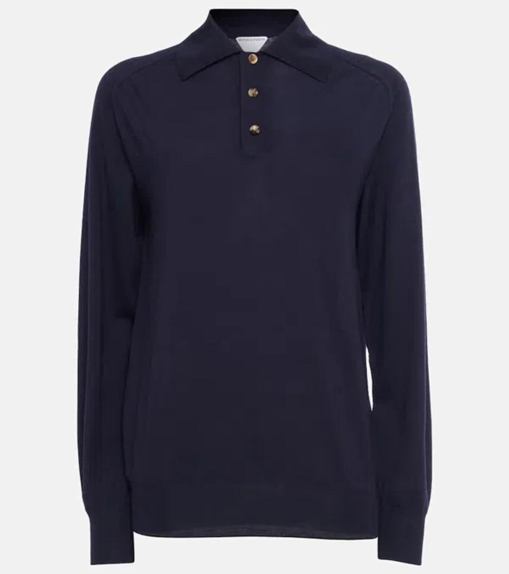 BOTTEGA VENETA Wool Polo Sweater In Blue Product Image