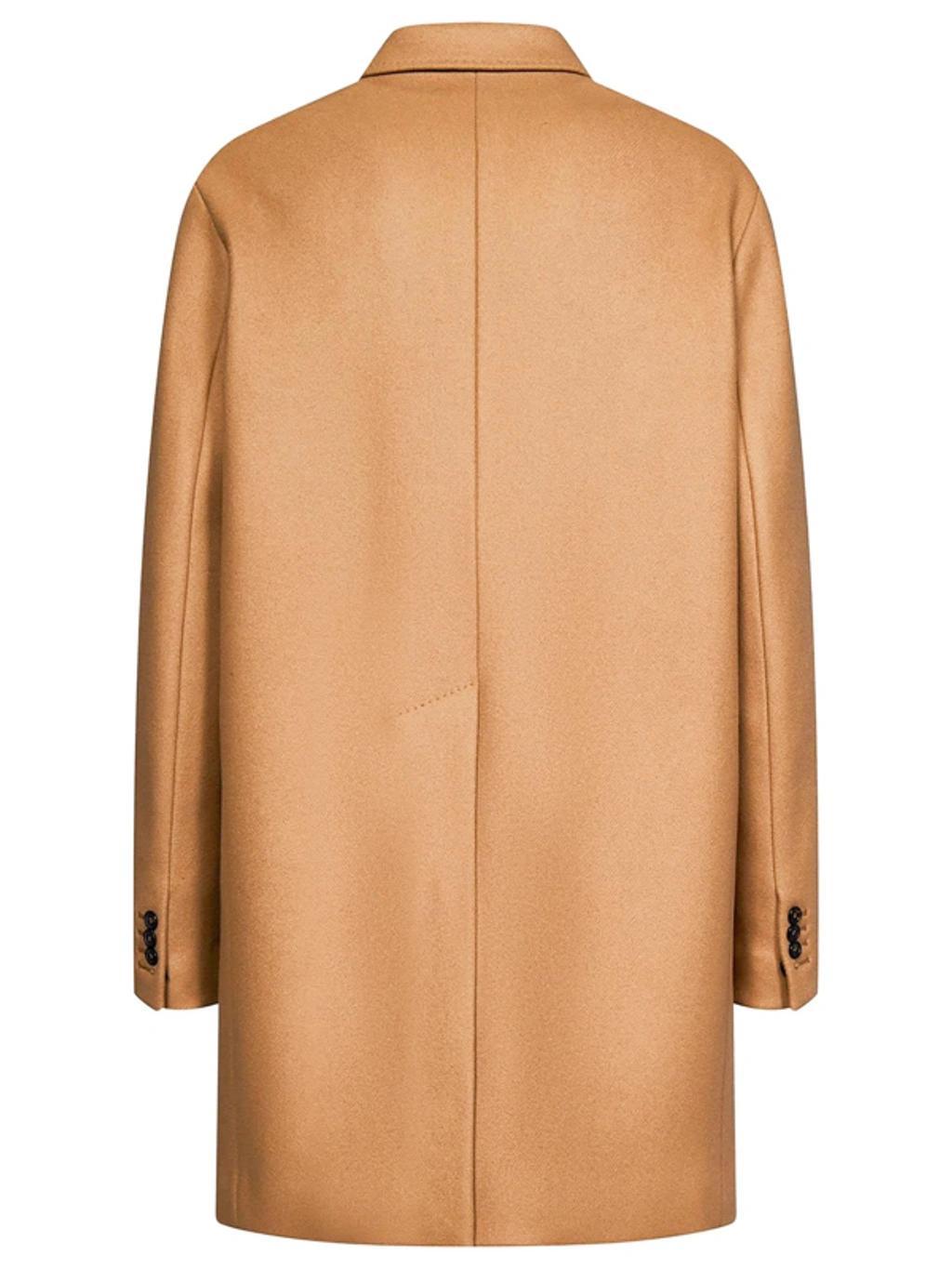 DSQUARED2 Camel Brown Virgin Wool Blend Coat In Beige Product Image