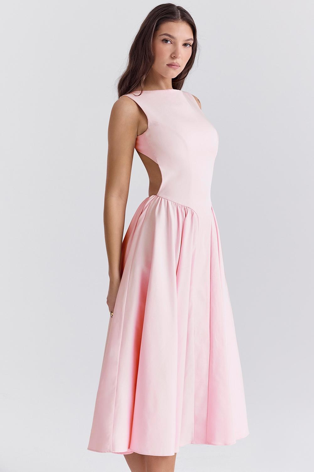 Cindy  ballerina pink twill midi sundress Product Image
