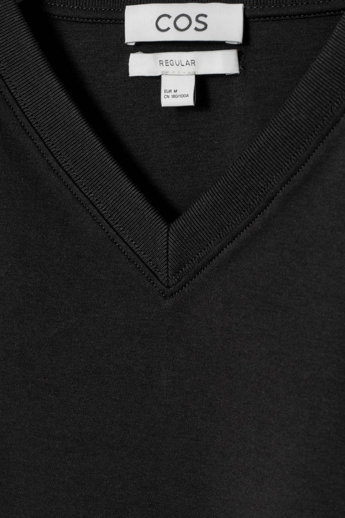 INTERLOCK COTTON V-NECK T-SHIRT Product Image