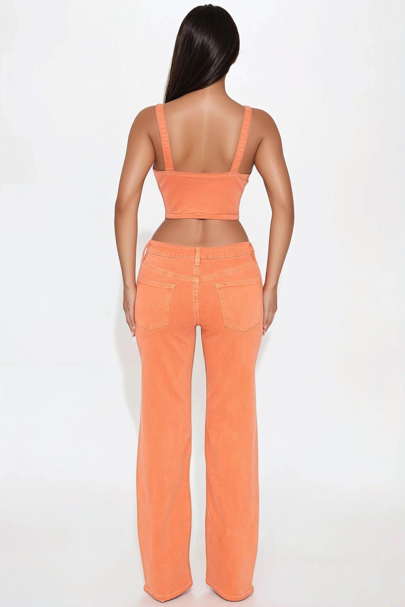 My Fun Side Denim Pant Set - Orange Product Image