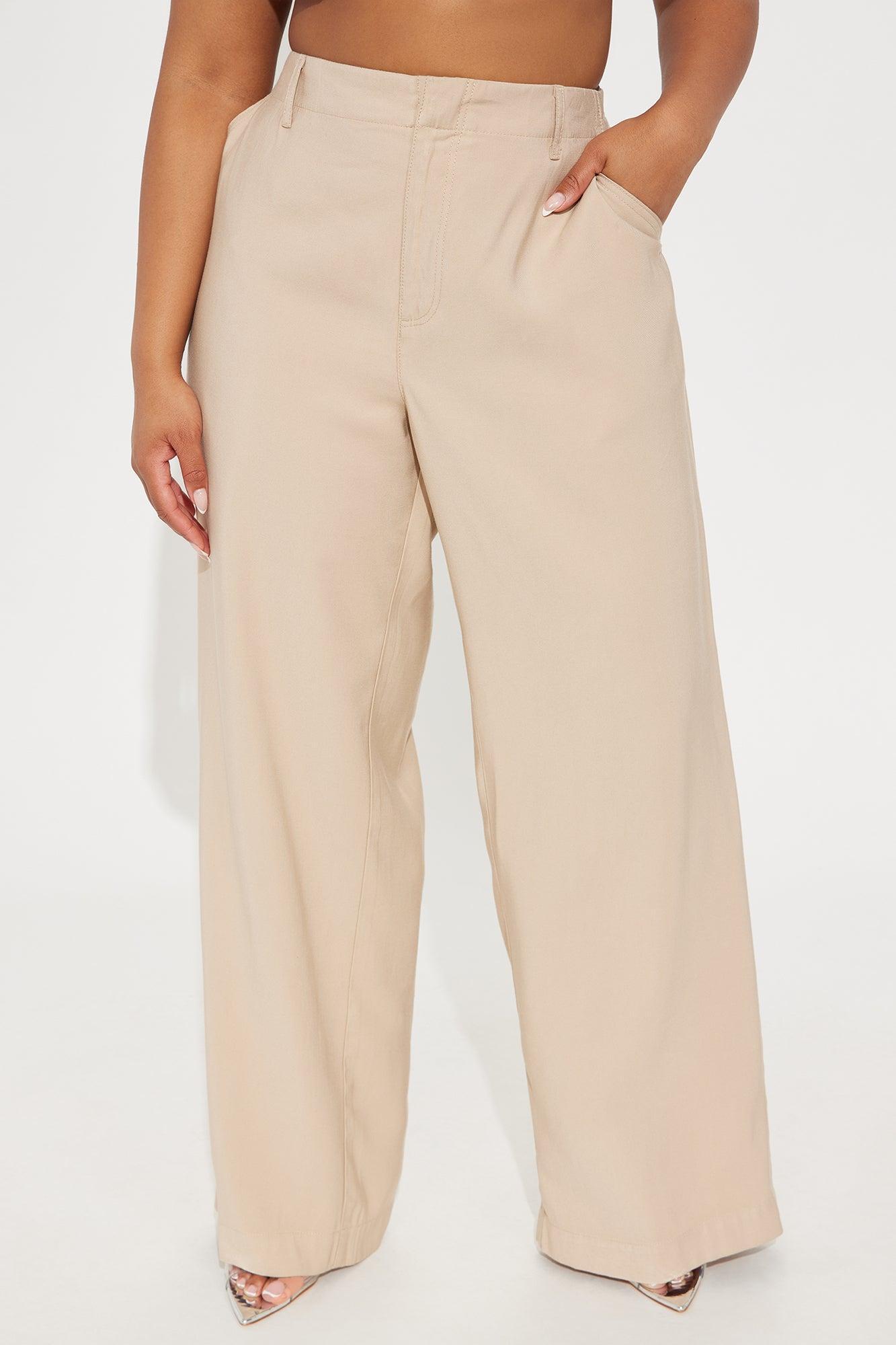 Harlow Wide Leg Trouser - Khaki Product Image