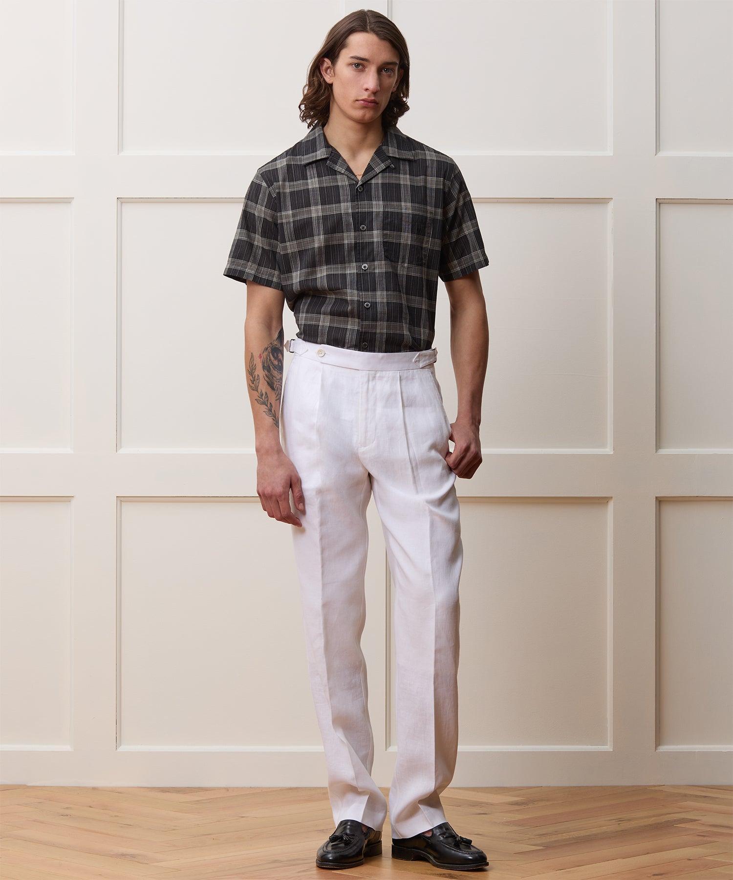 Straight Fit Irish Linen Side Tab Trouser Product Image