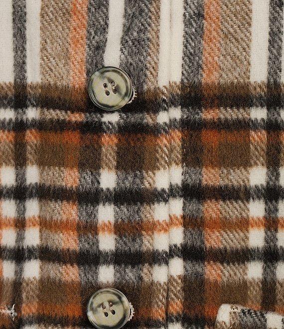 Intro Yarn Dye Plaid Point Collar Long Sleeve Button-Front Jacket Product Image