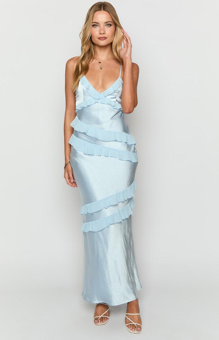 Inara Blue Ruffle Maxi Dress Product Image