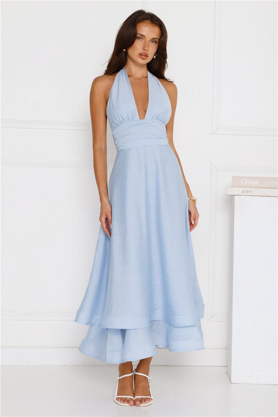 Opal Glow Halter Maxi Dress Blue Product Image