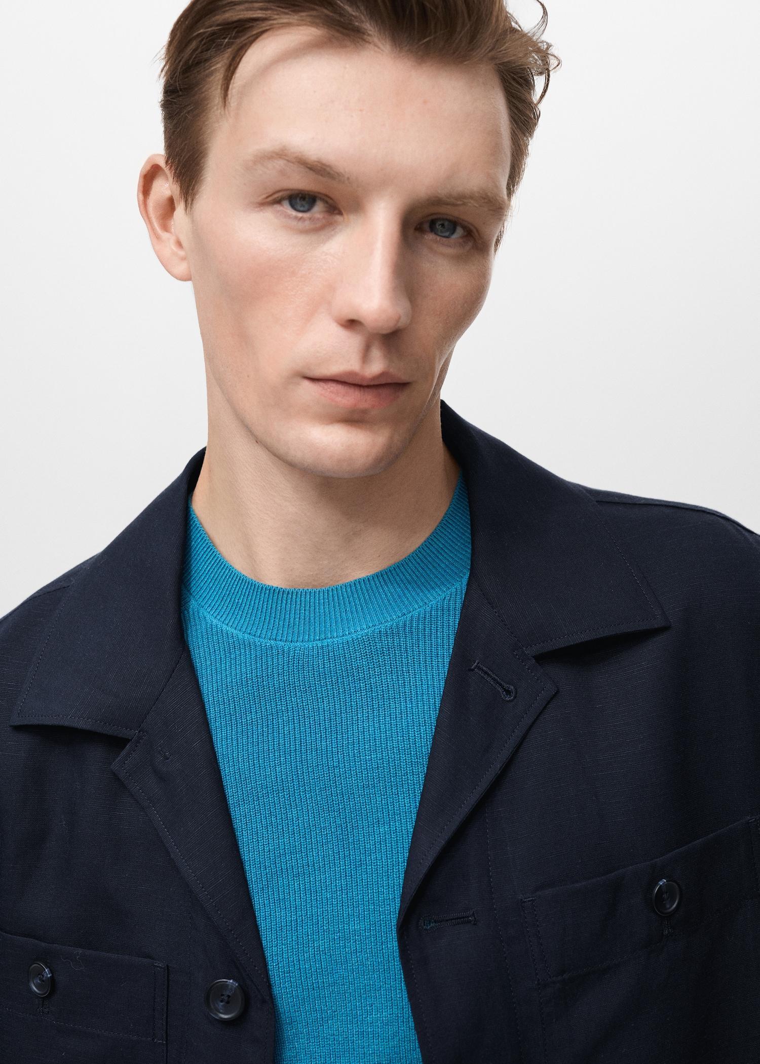 Lyocell linen overshirt with pockets - Men | MANGO USA Product Image