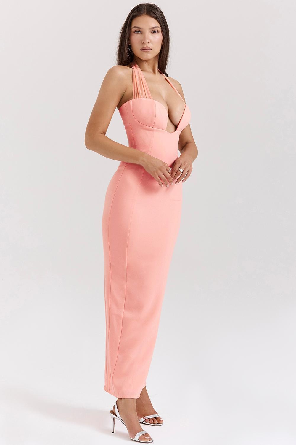 Gianina Sorbet Crepe Halter Maxi Dress - SALE Product Image