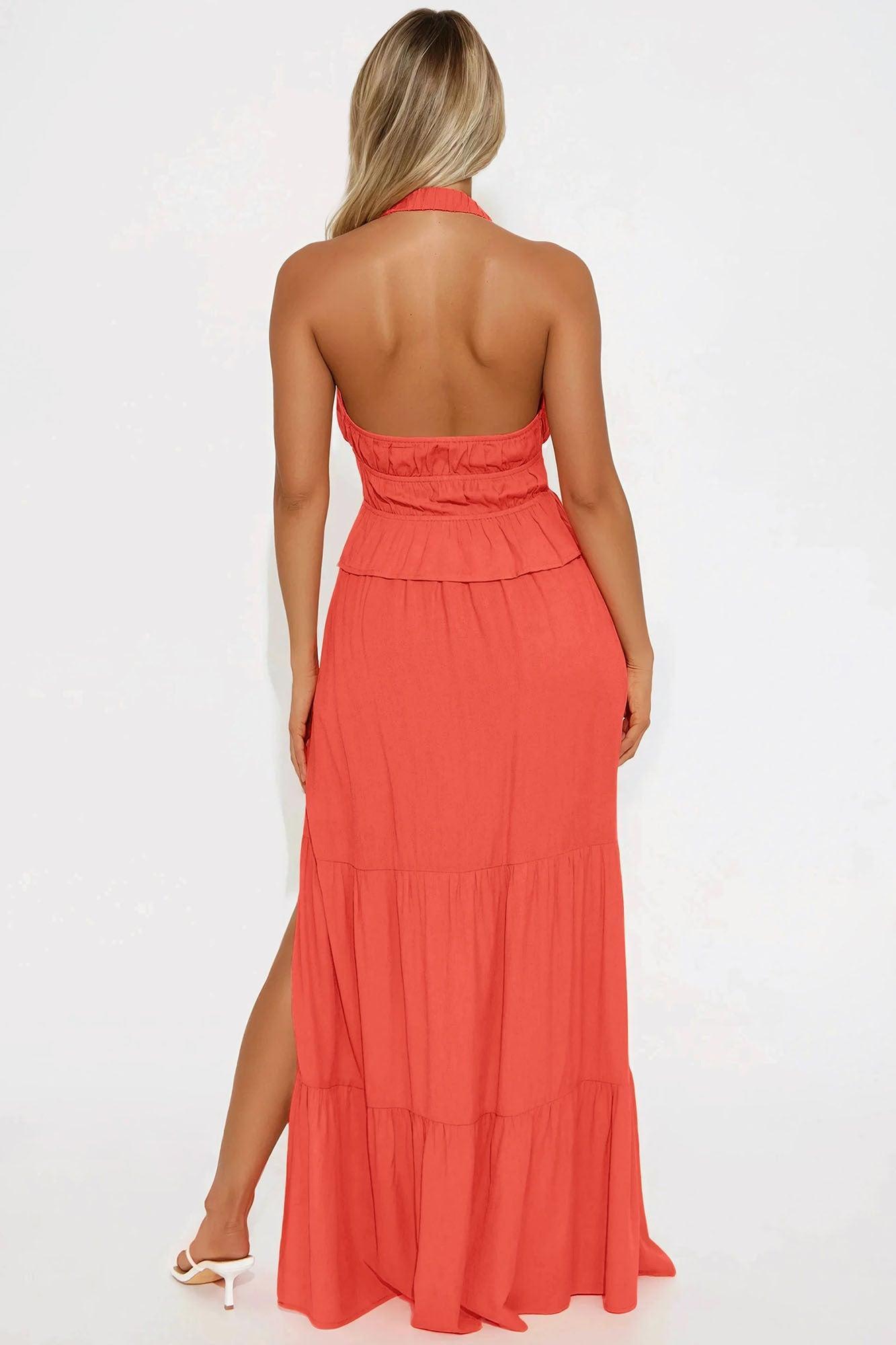 Valerie Boho Linen Skirt Set - Orange Product Image