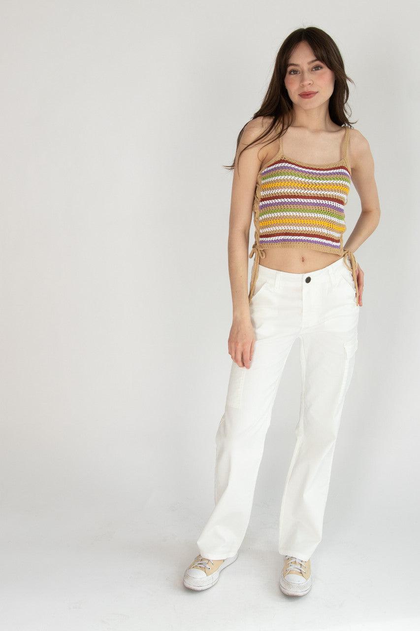 Side Lace Up  Crochet Tank Product Image