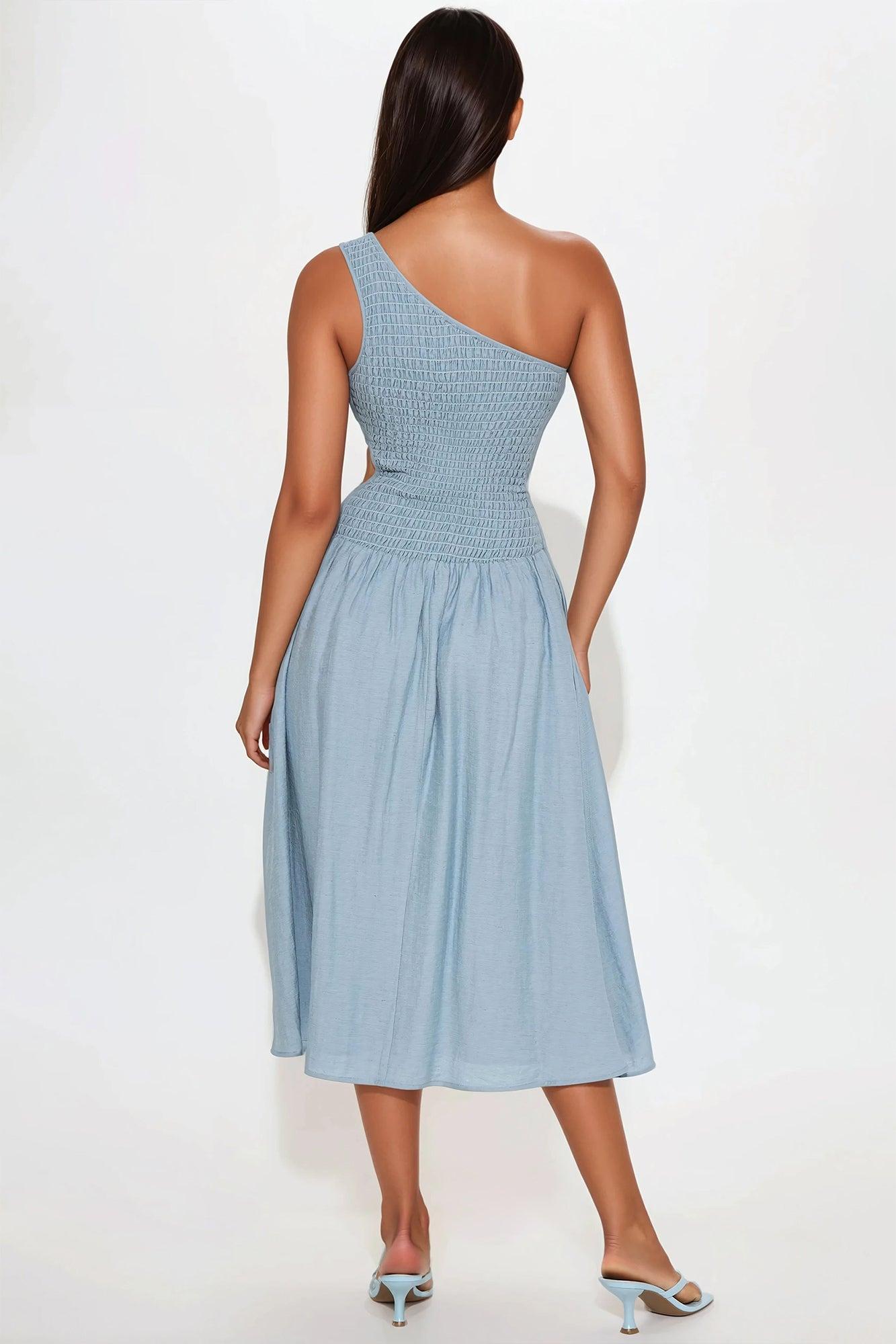 Simplicity Smocked Midi Dress - Blue Product Image