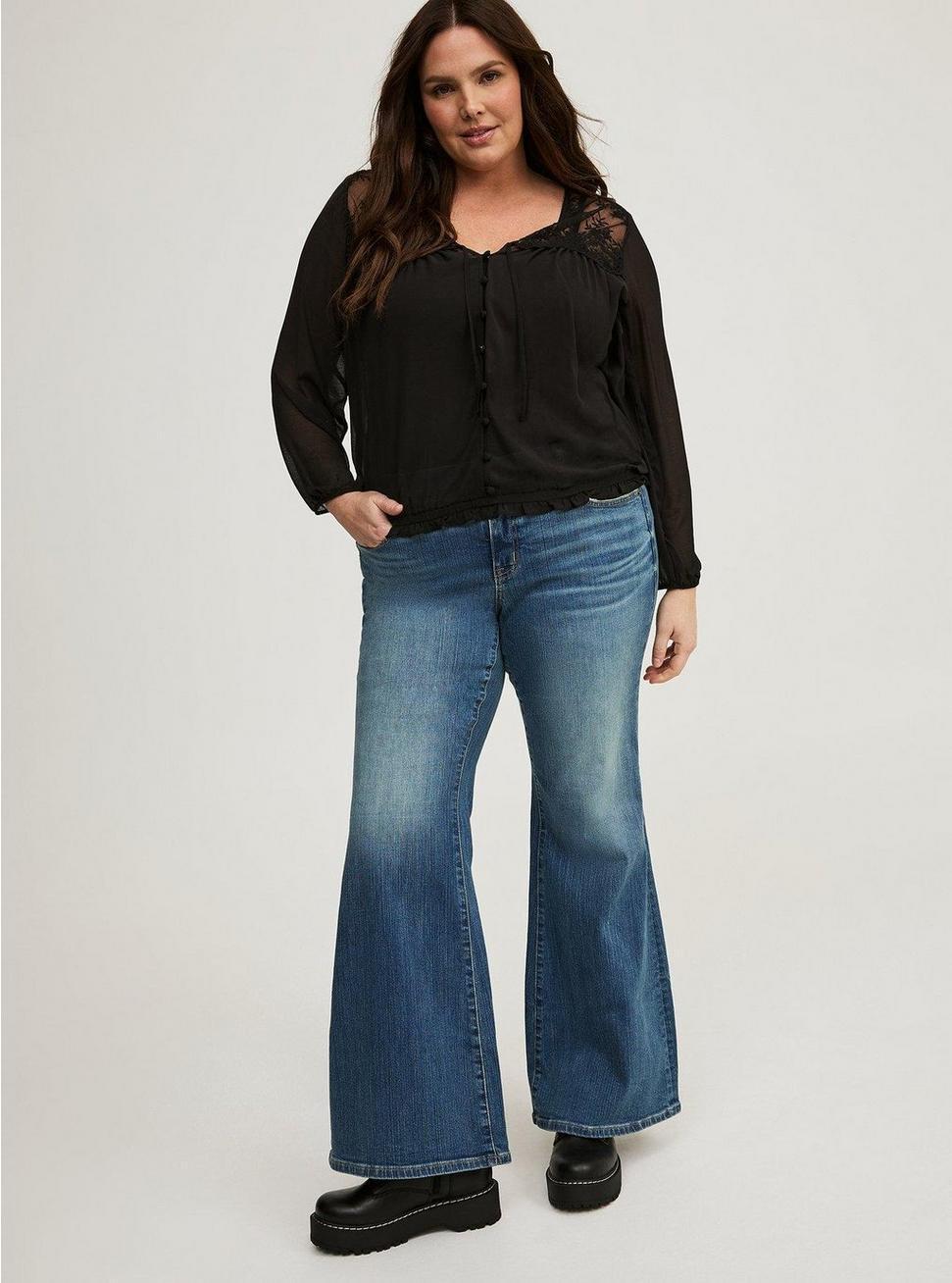 Embroidered Tie-Front Blouse Product Image