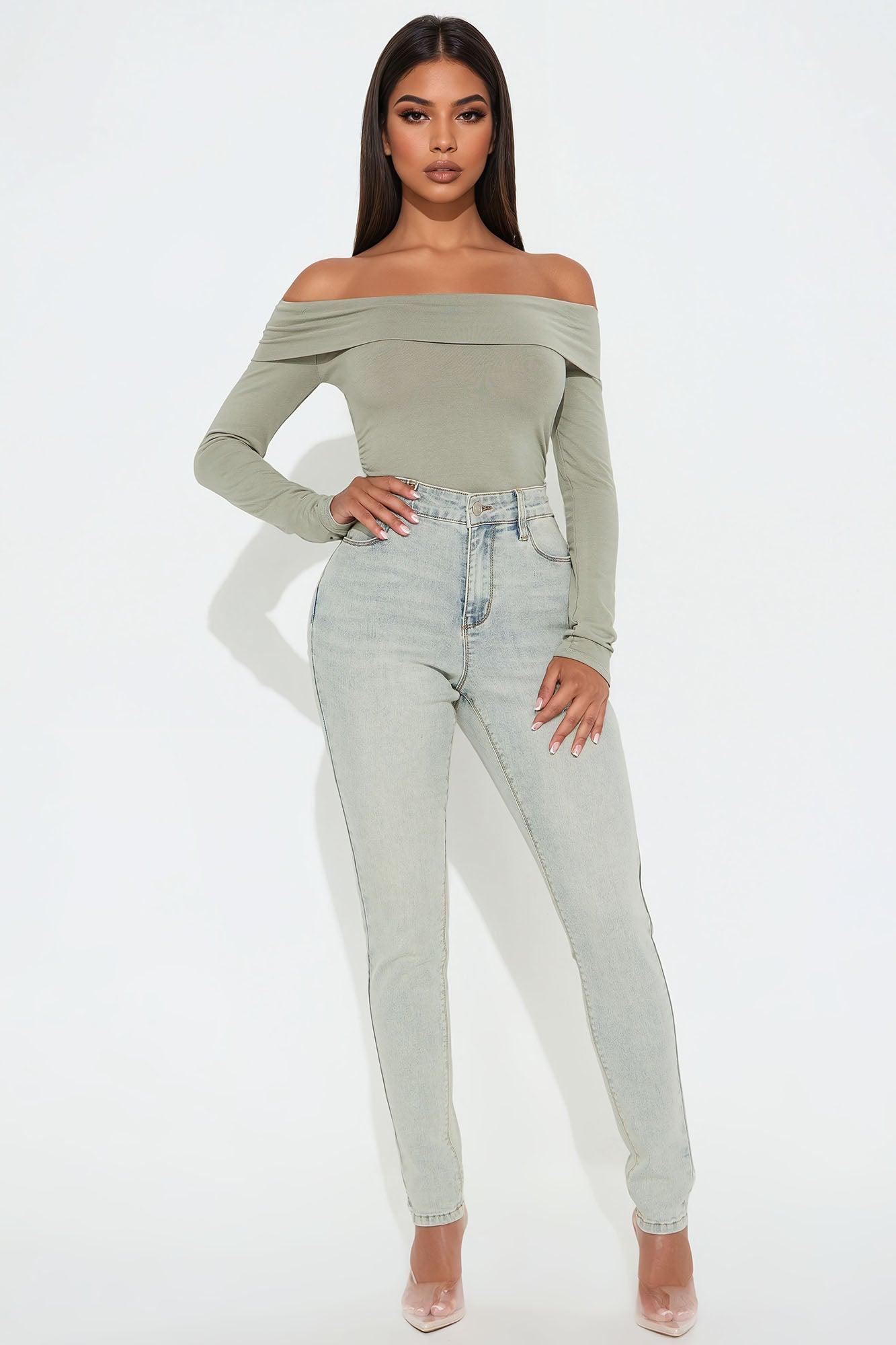 Chantel Off Shoulder Bodysuit - Olive Product Image