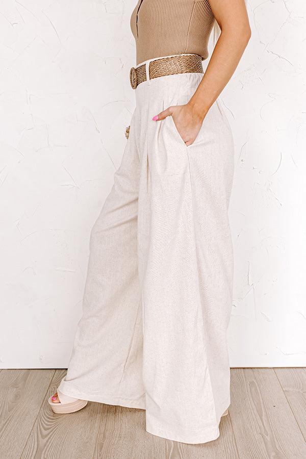 The Maris High Waist Linen-Blend Trousers In Stone Product Image