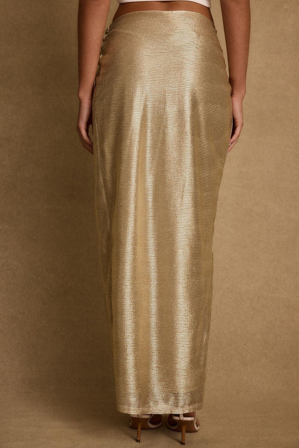 Toulouse Metallic Gold Maxi Skirt Product Image