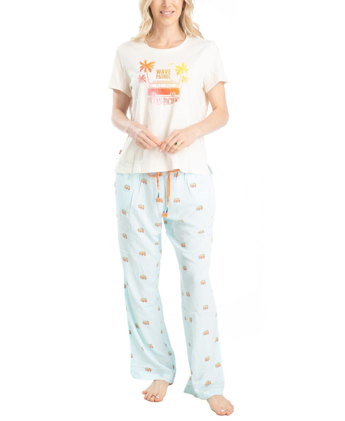 Women's Ocean Pacific® Vibes Sleep Tee and Pants Set, Size: XL, White Product Image