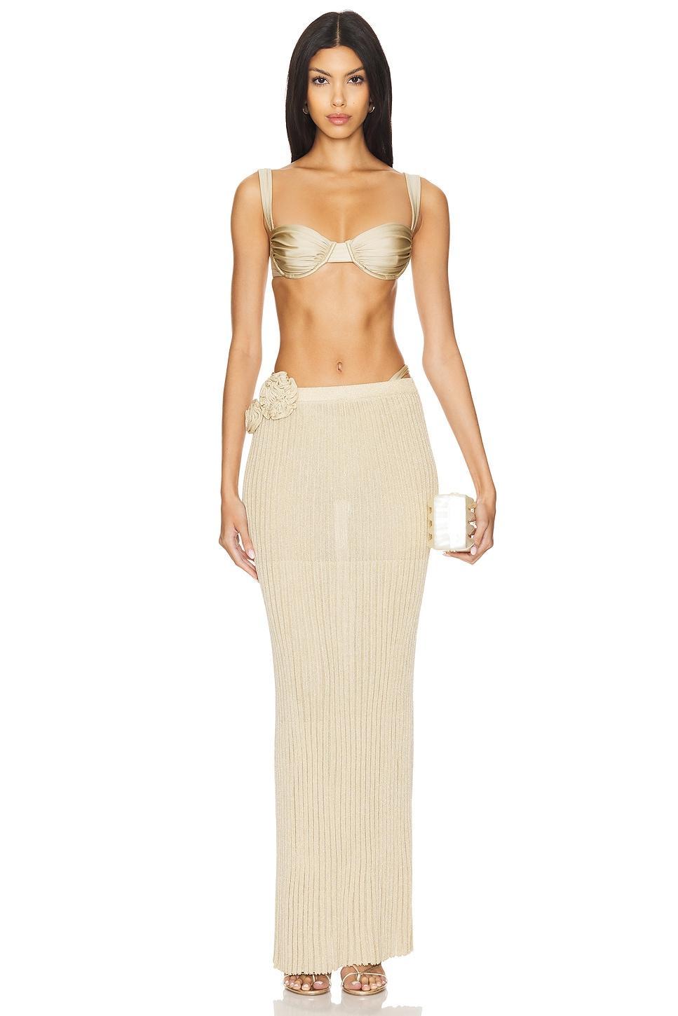 Lovers and Friends Josephine Maxi Skirt in Tan & Gold Product Image