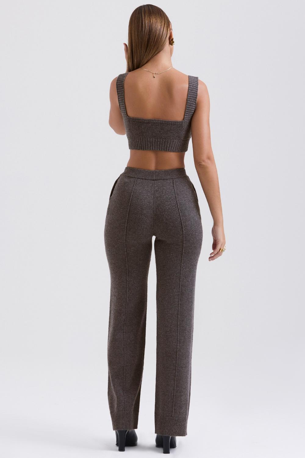 Yalina Charcoal Cashmere Blend Trousers - SALE Product Image