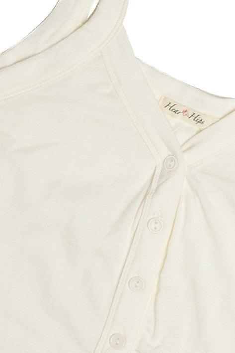 White Button Down Tank Top Product Image