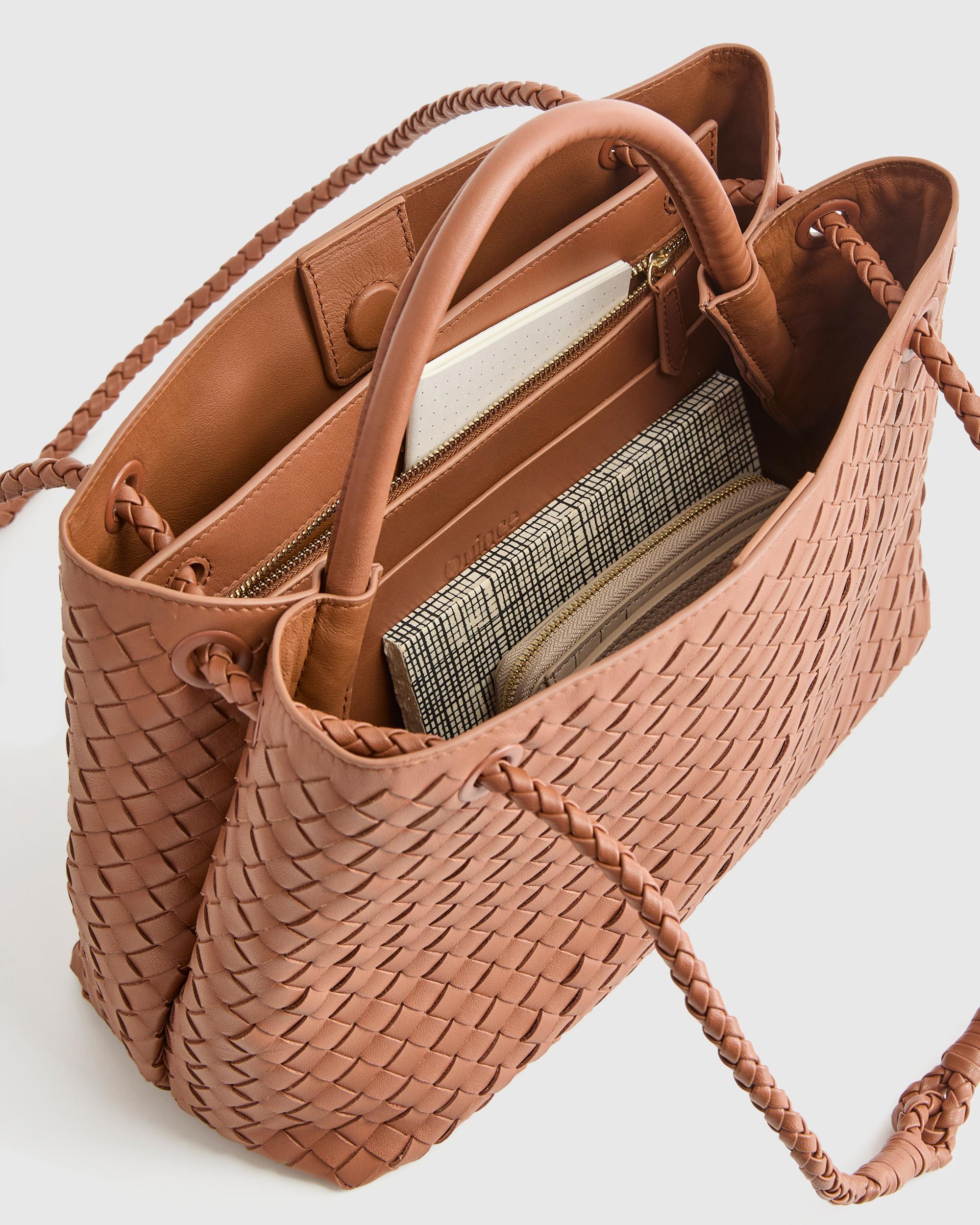 Quince | Women's Italian Leather Handwoven Satchel Product Image