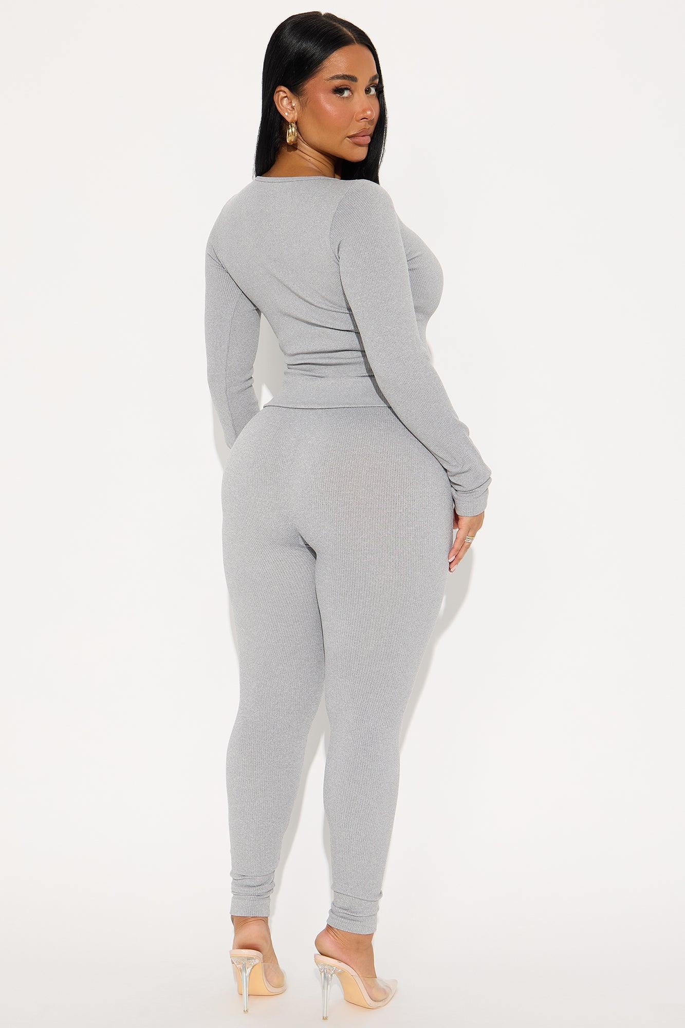Mark My Words Seamless Legging Pant Set - Heather Grey Product Image