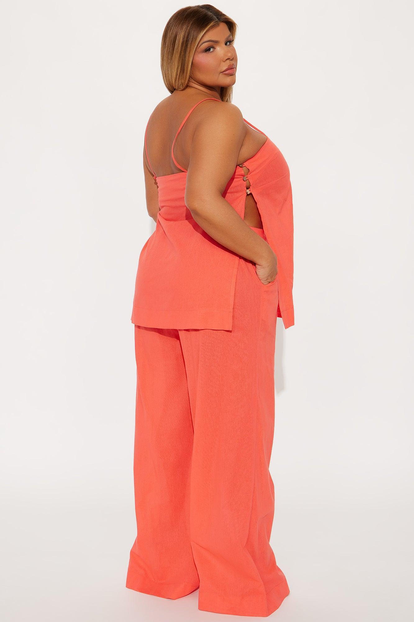 Kate Linen Pant Set - Coral Product Image