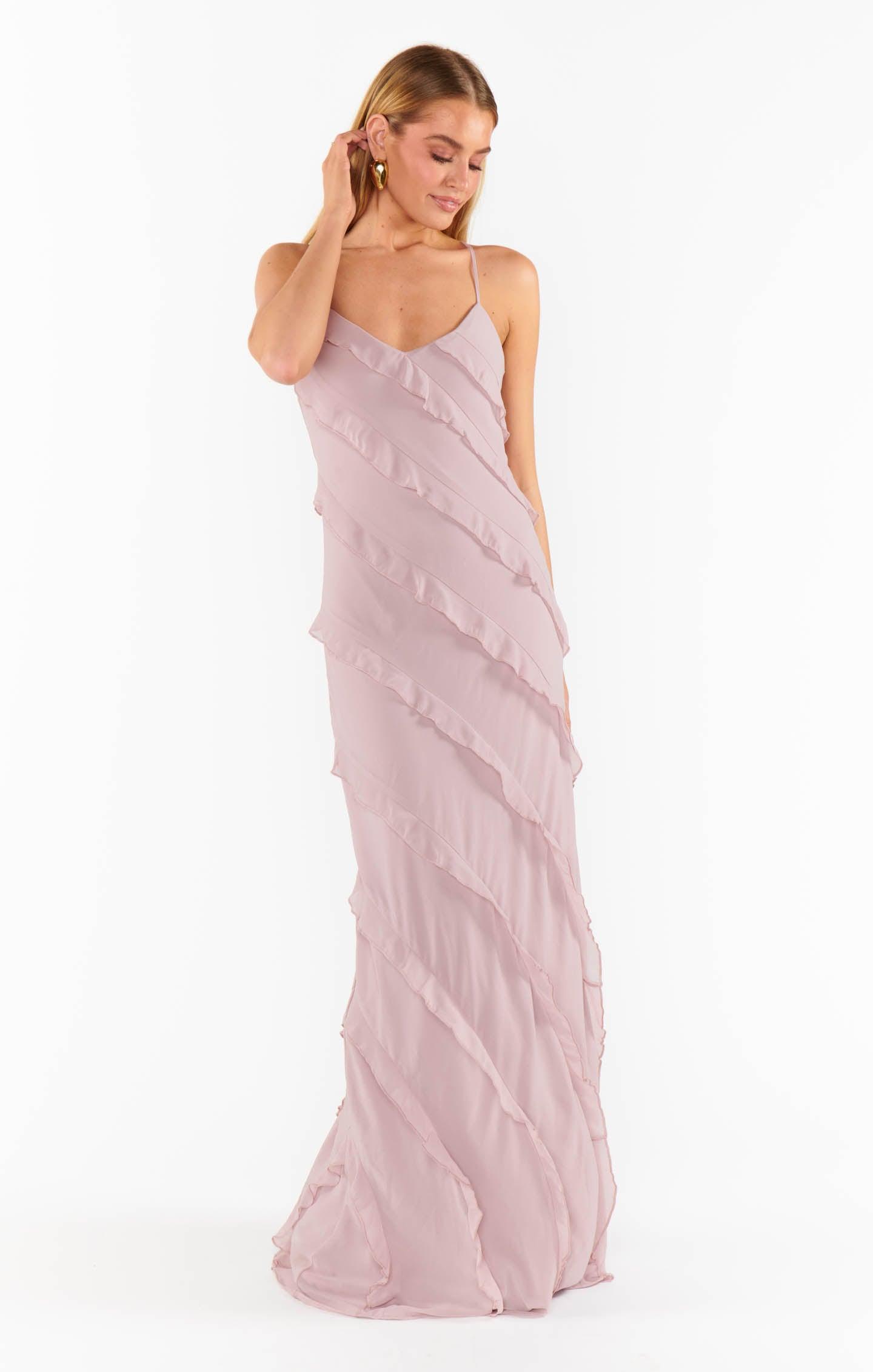 Romance Ruffle Dress ~ Neutral Mauve Chiffon Product Image