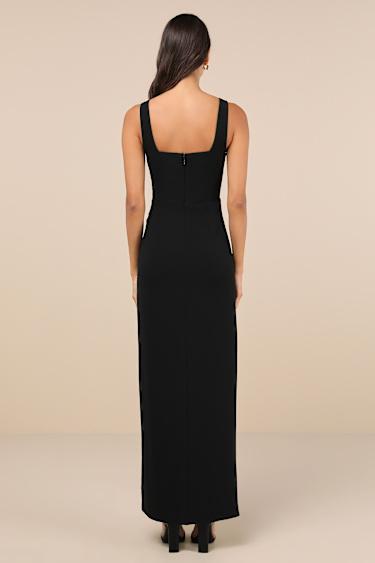 Glamorous Disposition Black Ruched Maxi Dress Product Image
