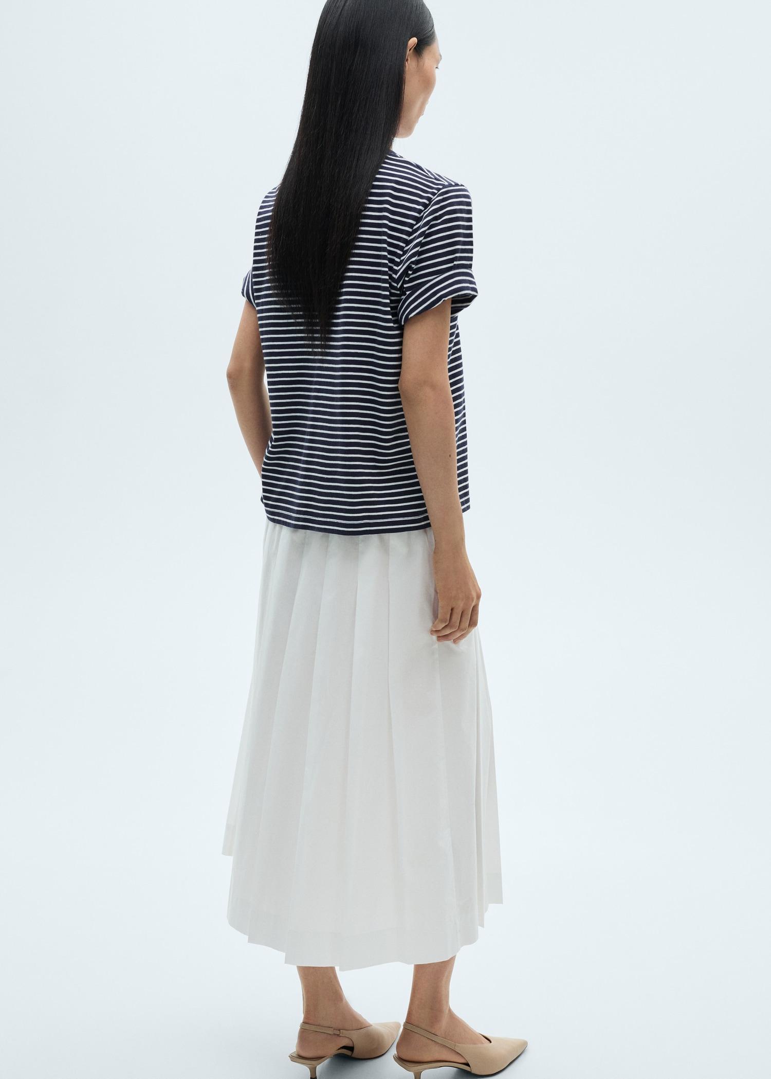 Striped cotton T-shirt - Women | MANGO USA Product Image