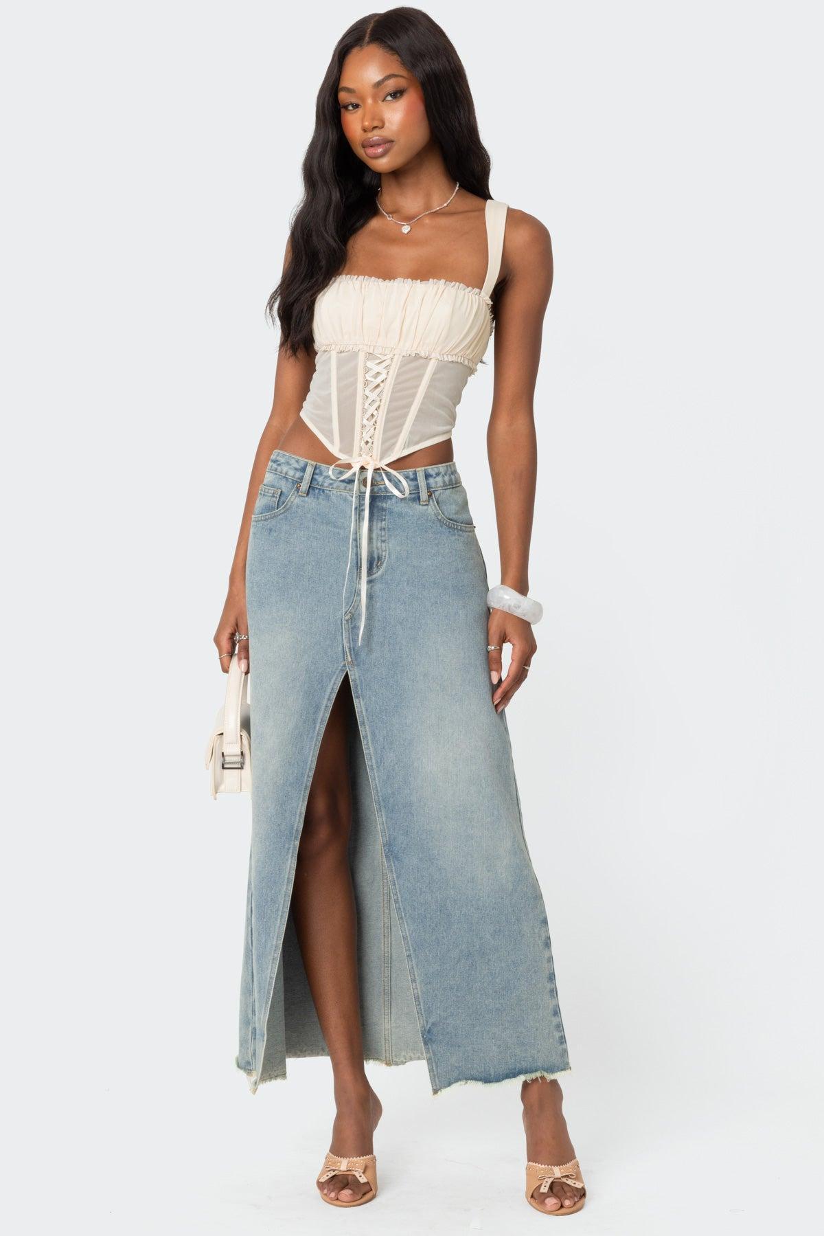 Dafne Gathered Sheer Mesh Corset Product Image