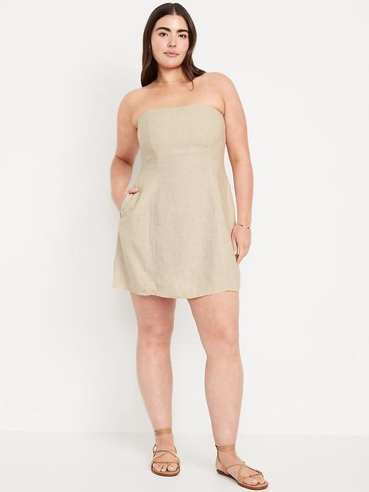 Fit & Flare Linen-Blend Mini Dress Product Image